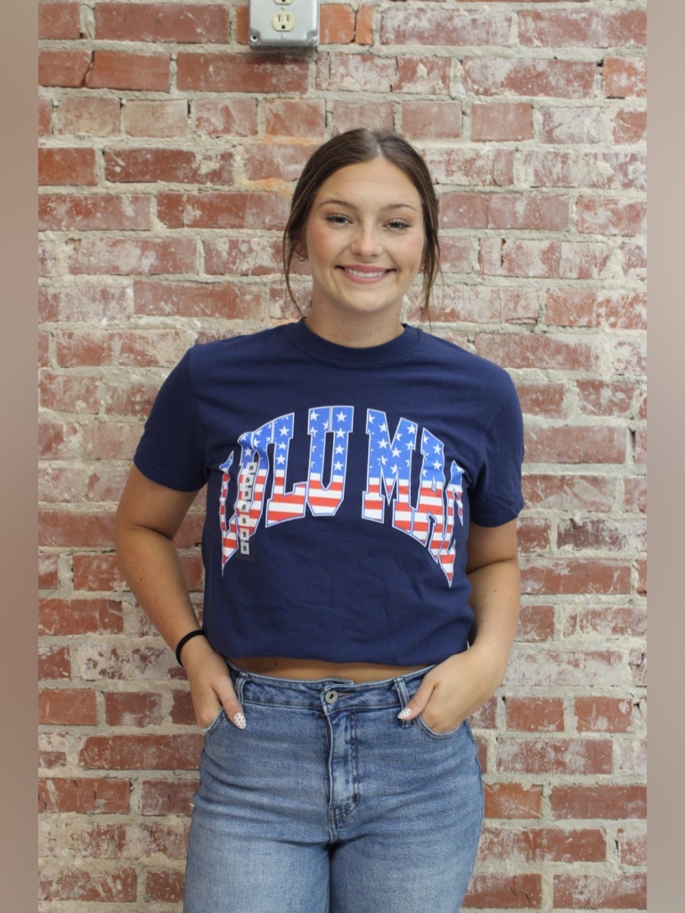 Lulu Mac Stars & Stripes Adult Navy Comfort Colors Tee